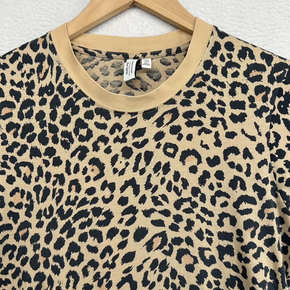 & OTHER STORIES Top 6 Leopard Cropped Short Sleeve Cotton Brown